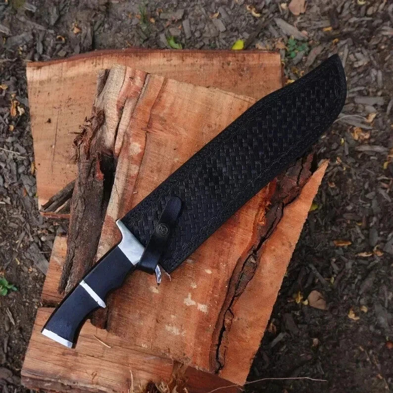 23" HANDMADE D2 STEEL HIGH POLISH HUNTING PREDATOR BOWIE MACHETE KNIFE KUKRI