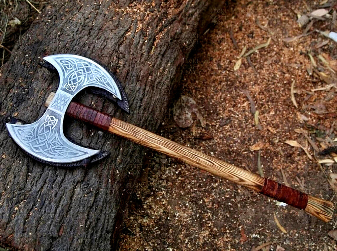 Double Headed Hand Forged Steel Viking Axe, Battle Axe, Double Blade Viking Axe
