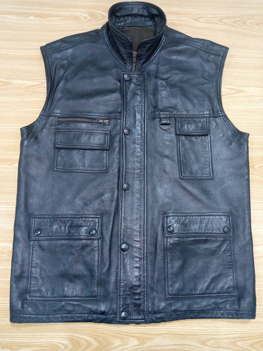 Premium Genuine Leather Vest with All Pocket, Leather Vest for Men, Leather Vest for Biker, Western Leather Vest