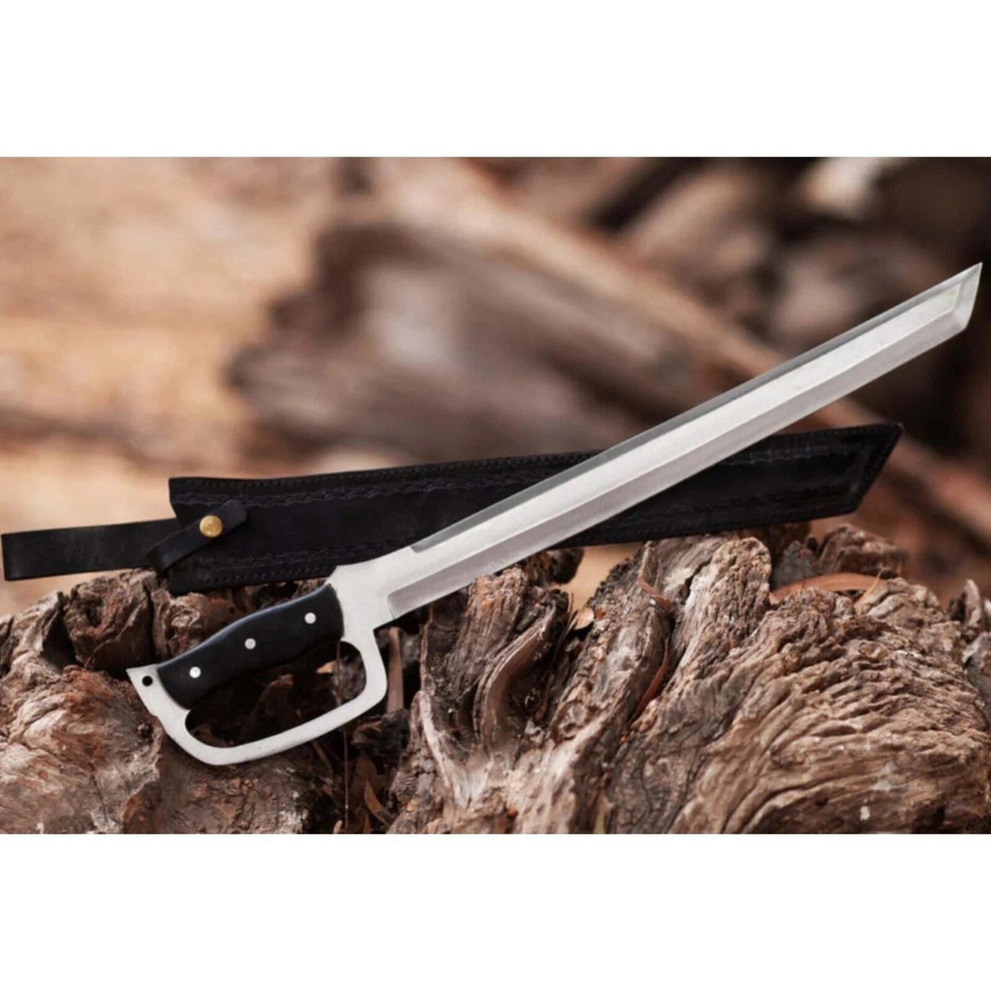 Custom Handmade Carbon Steel Alpha Sword D-Guard Hunting Camping Sword