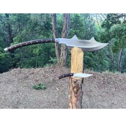 Custom Handmade Carbon Steel Survival Bowie Machete Sword| Hunting Knife Camping