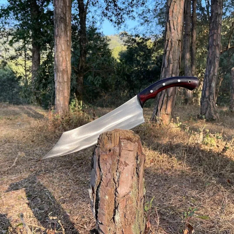 Custom Handmade Carbon Steel Blade Bowie Machete Kukri Hunting Knife Camping