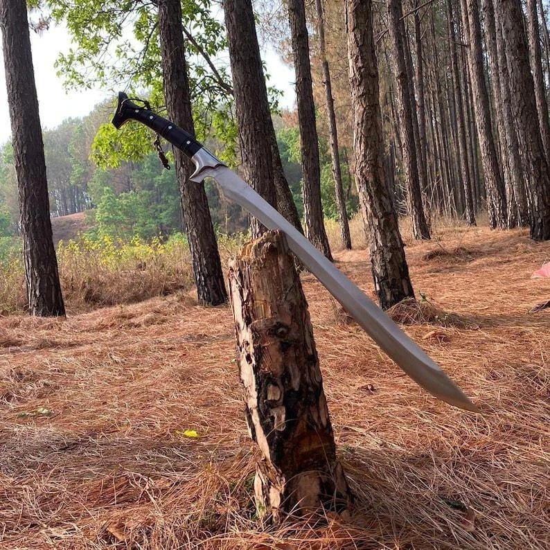 Custom Handmade Carbon Steel Blade Bowie Machete Kukri Hunting Knife Camping