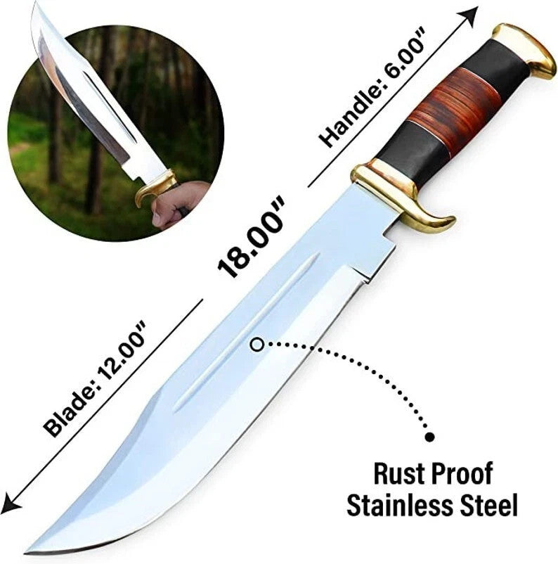 Crocodile Dundee D2 Tool Steel Blade Survival Bowie Knife  Hunting Knife Camping