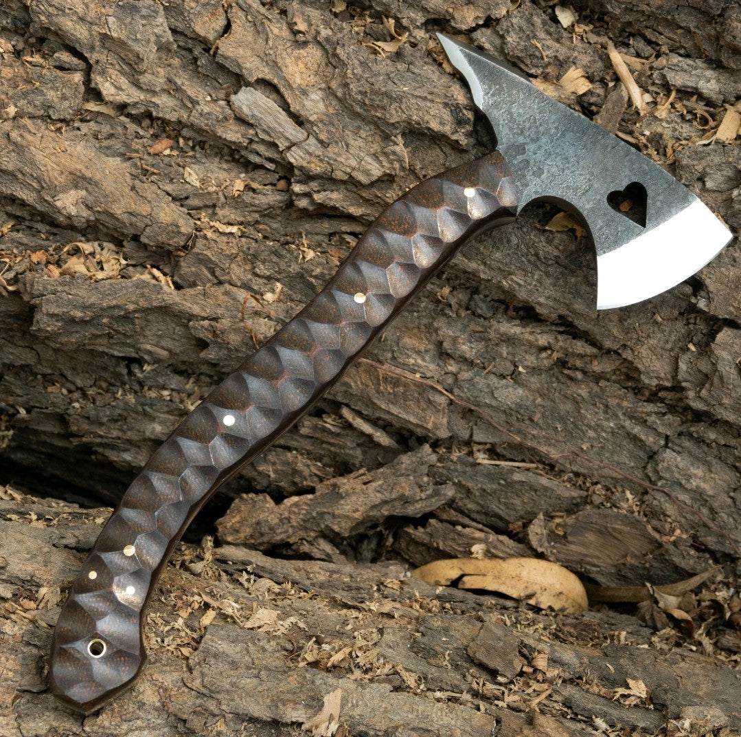 SAYOC RND CUSTOM HANDMADE CARBON STEEL FULL TANG AXE HUNTING TOMAHAWK AXE SHEATH