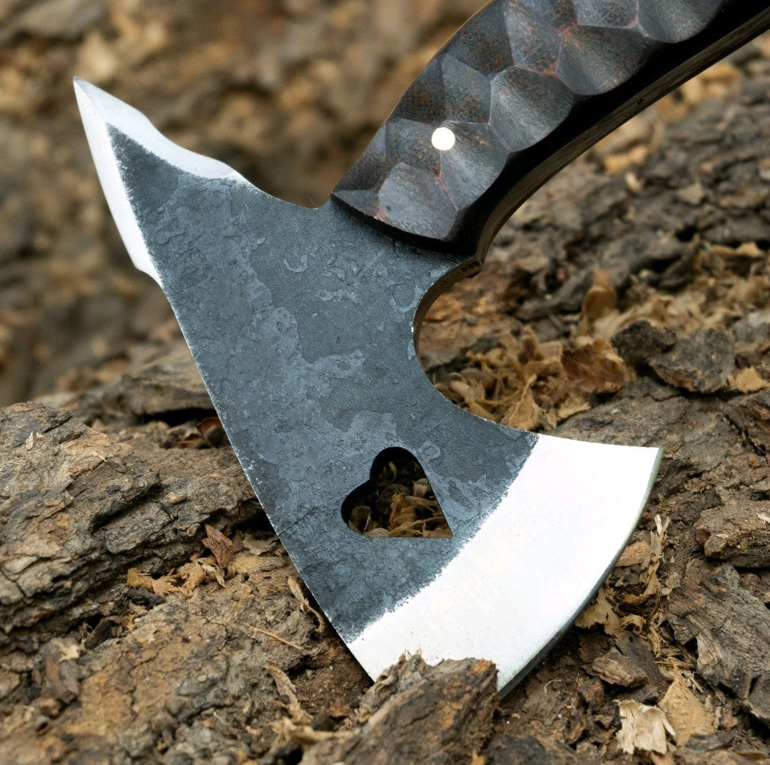 SAYOC RND CUSTOM HANDMADE CARBON STEEL FULL TANG AXE HUNTING/THROWING AXE SHEATH