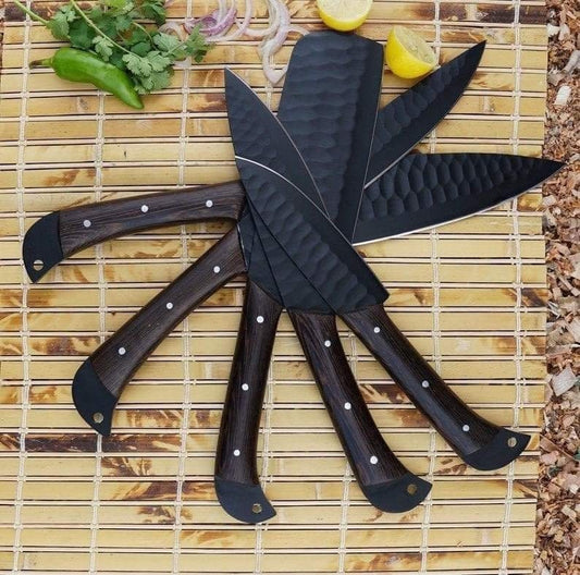 Custom Handmade Carbon Steel Blade Chef Knives Set| Chef Knife Set Kitchen Knife